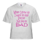 Soccer child t-shirts, Just like Dad pink